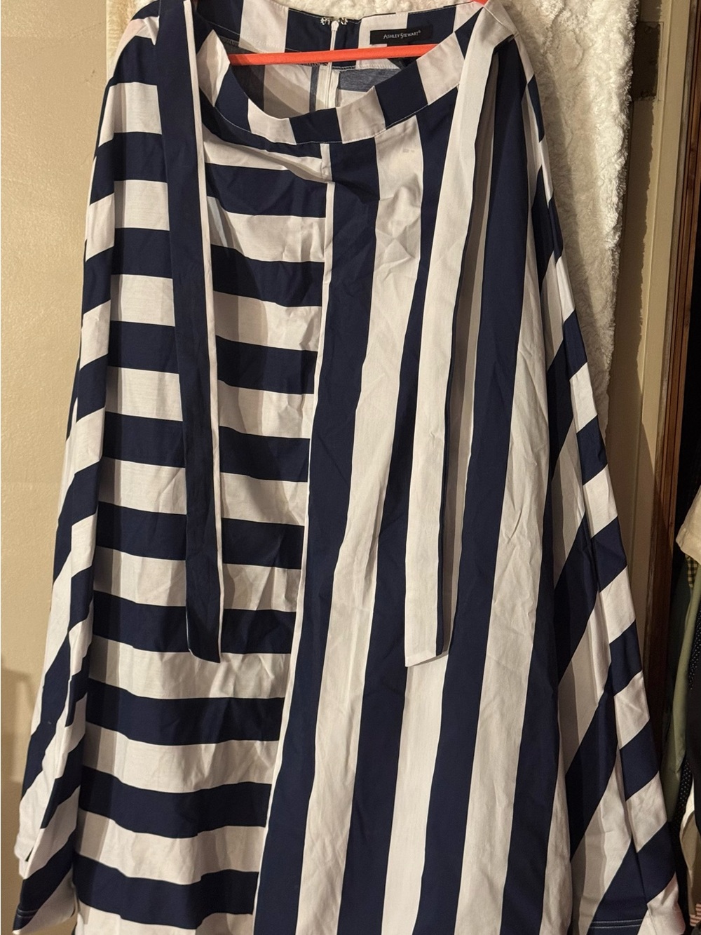 Ashley Stewart Navy and White Striped A-Line Skirt